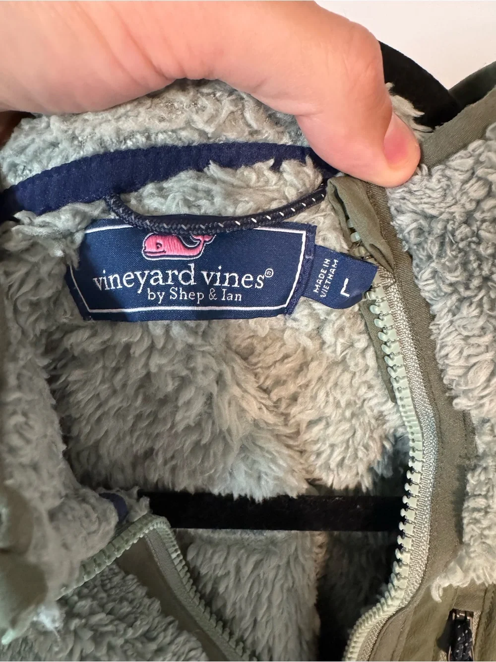 Vineyard Vines Men's Sage Green Zip Sherpa Pullover